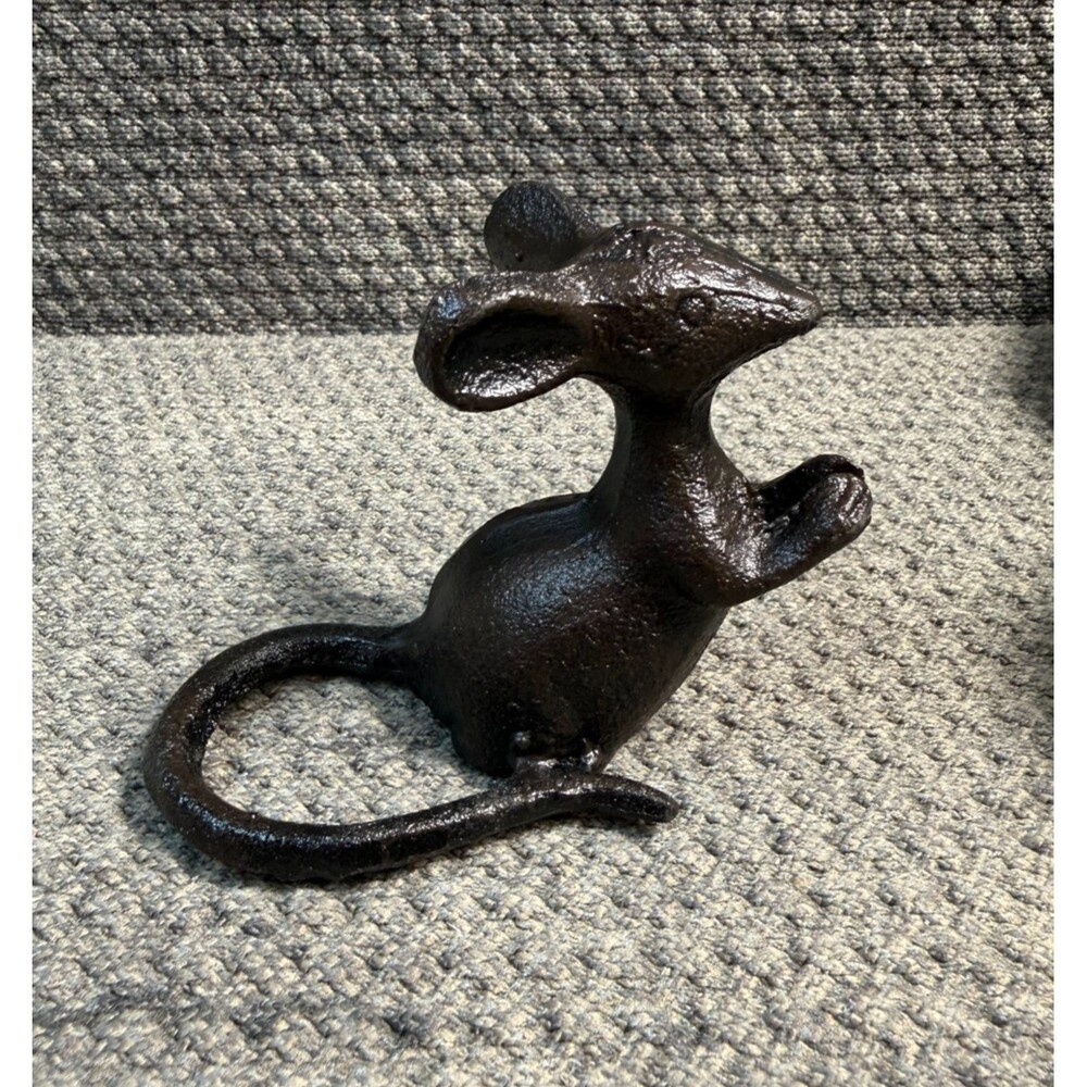Cast Iron Mouse Figurine 3” Decor Paperweight